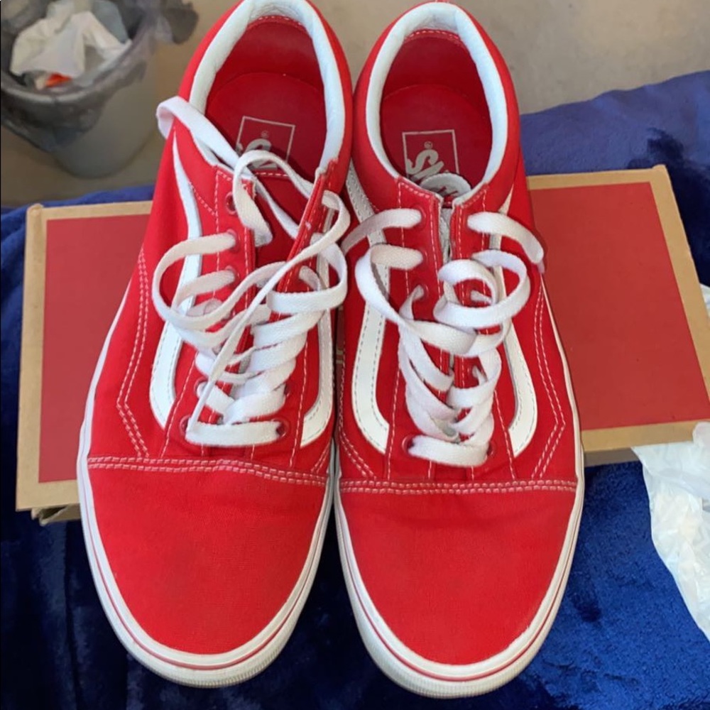 Red and white vans
